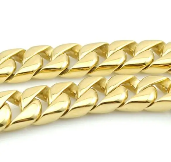 Fashion jewelry Mens Gold Stainless Steel Cuban Curb Chain Bracelet Bangle 12mm 8.66'' Jewelry | Украшения и аксессуары