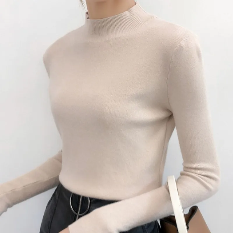 Женский вязаный свитер однотонный удобный зимний 2019 | Женская одежда