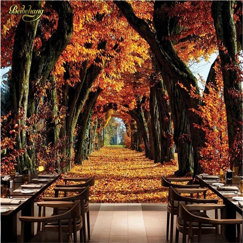 beibehang papel de parede Custom Photo Wallpaper Mural Wall Sticker Autumn Golden Sapphire Maple Leaf 3D TV | Обустройство дома