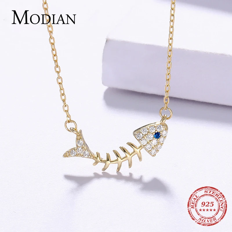 

Modian New Arrivals 100% 925 Sterling Silver Sparkling CZ Fish Animal Fashion Necklace Pendant For Women Party Silver Jewelry
