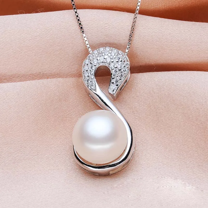 Кулон с пресноводным жемчугом в виде животных из серебра 925 пробы женский кулон