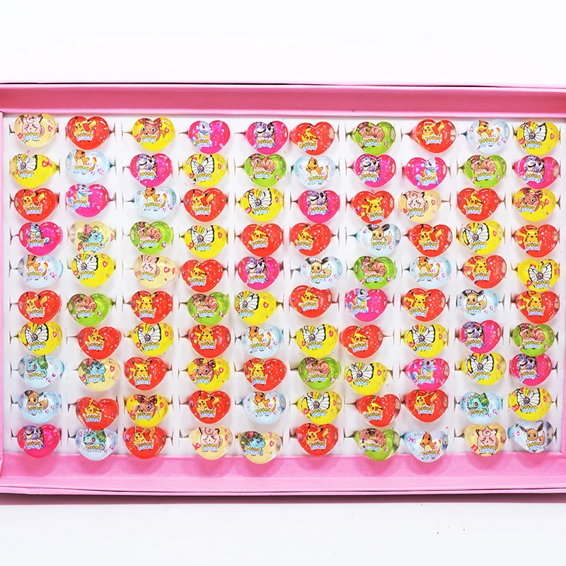 Кольца для мальчиков и девочек акриловые кольца с рисунками Pokemon Go розничная