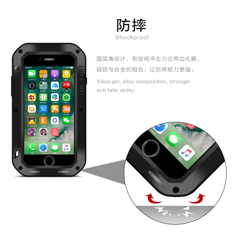 Мощные Чехлы LOVE MEI для iPhone 7 8 Plus чехол iPhone8 ударопрочный из закаленного стекла