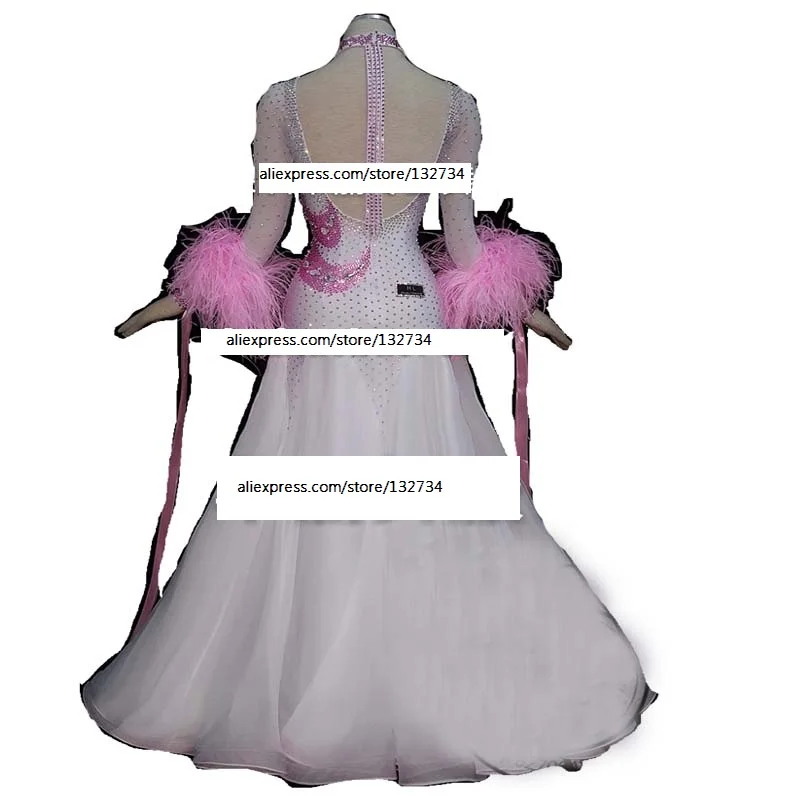 

Ballroom dance competition dresses accessories feather Modern dance dress Bow tie Silk ribbon Waltz dance dress