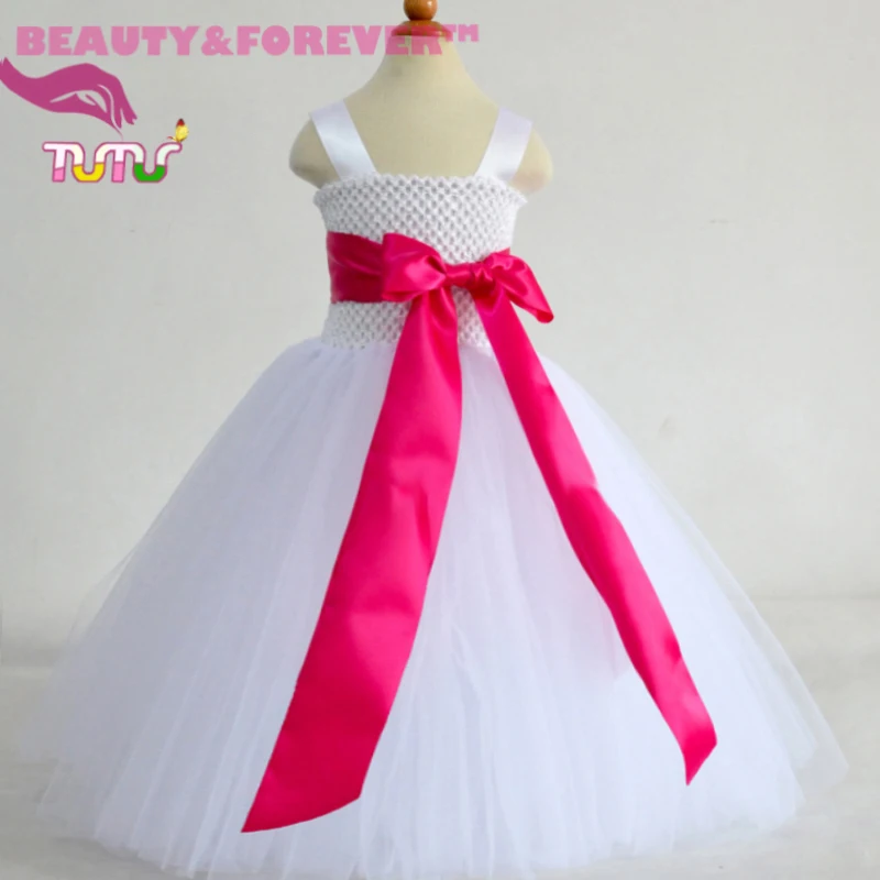 Сшитое платье ребенка ручной девушка майка тюль нижняя туту с лентой створки |