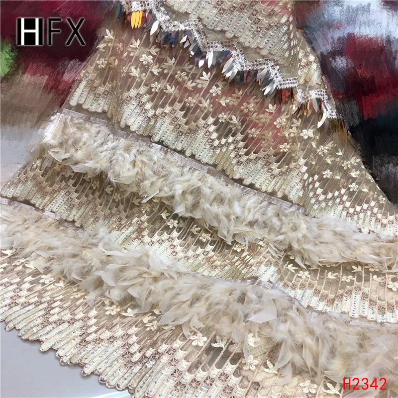 HFX французская кружевная ткань Роскошная бархатная ткань с кружевом и камнями африканская Тюлевая Сетка кружевная ткань нигерийские Свадебные платья F2342