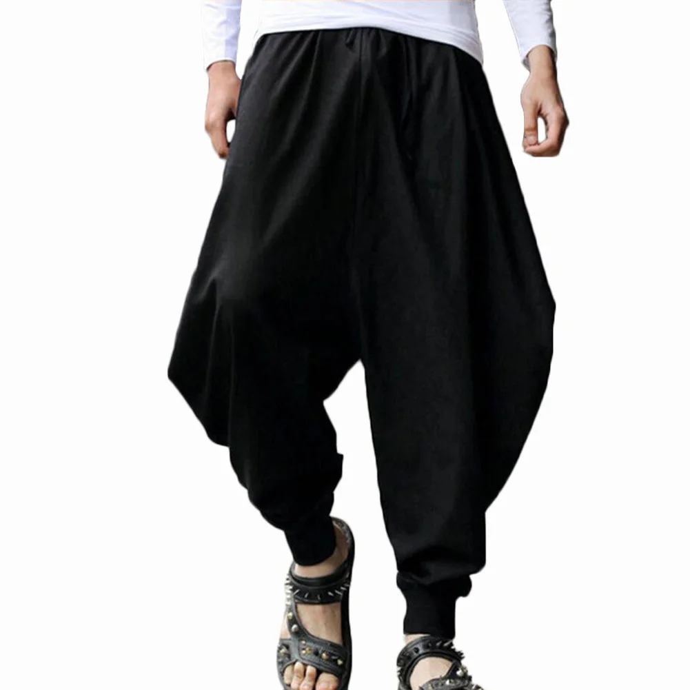 

Mens Harem Pants Size Plus Grey Hippie Hip Hop Pleated Drawstring Plain Aladdin Martial Loose Baggy Trousers 2018 Harem Pants