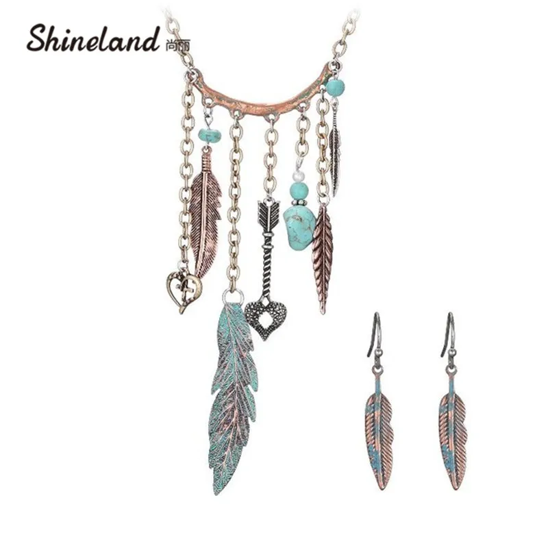 Фото Винтажное ожерелье Shineland подвески модные украшения в стиле бохо подвеска со