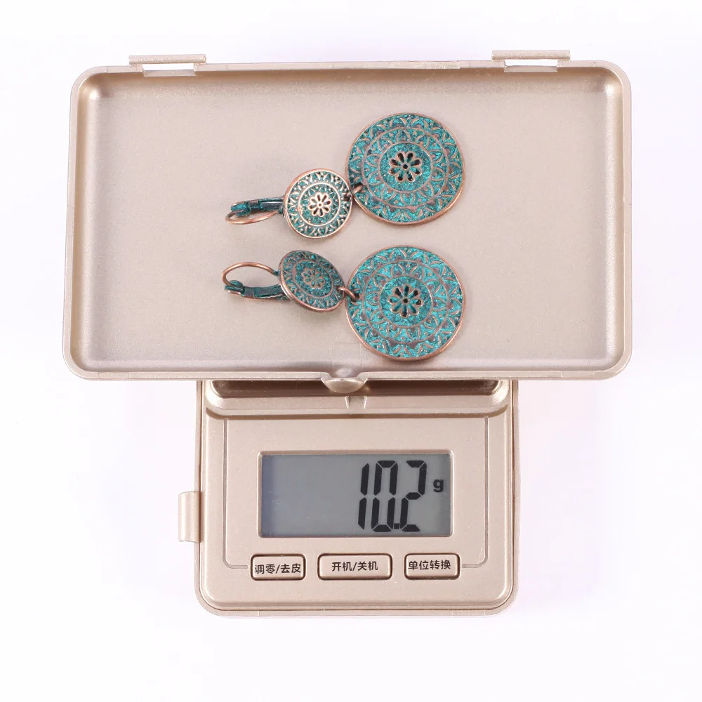 Женские винтажные круглые серьги-подвески HC Винтажные в богемном стиле с резным