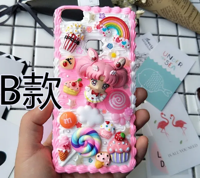 3D чехол ручной работы для samsung S10 plus S9/S8+ кремовый Сейлор Мун чехол для телефона «сделай сам» Galaxy Note 8/9 заказной крем конфетный подарок для девочки