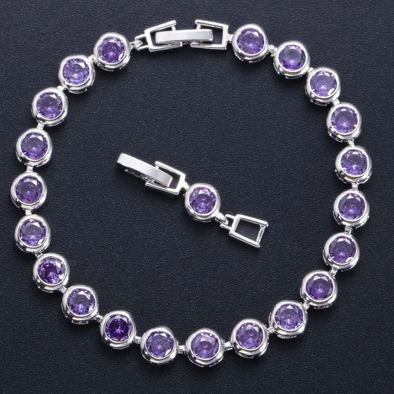 Purple BeaQueen, модный серебряный цвет, 5 мм, Круглый CZ Кристалл, женские теннисные браслеты, много цветов, камень, установка цвета, ювелирные изделия B144 - Окраска металла: Purple