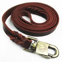 braided genuine leather large dog leash long walking training leads pet traction rope for german shepherd golden retriever dogs