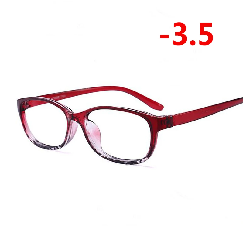 Myopia 350 TR90 квадратный готовой близорукость очки Для женщин Для мужчин с коротким прицел глаз очки красная рамка Близорукость очки-1,0-1,5-2,0-2,5-3-3,5-4,0 - Цвет оправы: Myopia 350
