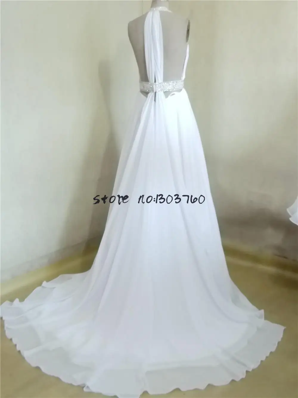 2021 Новое поступление Shoryl шифоновое платье с лямкой на шее со шлейфом средней