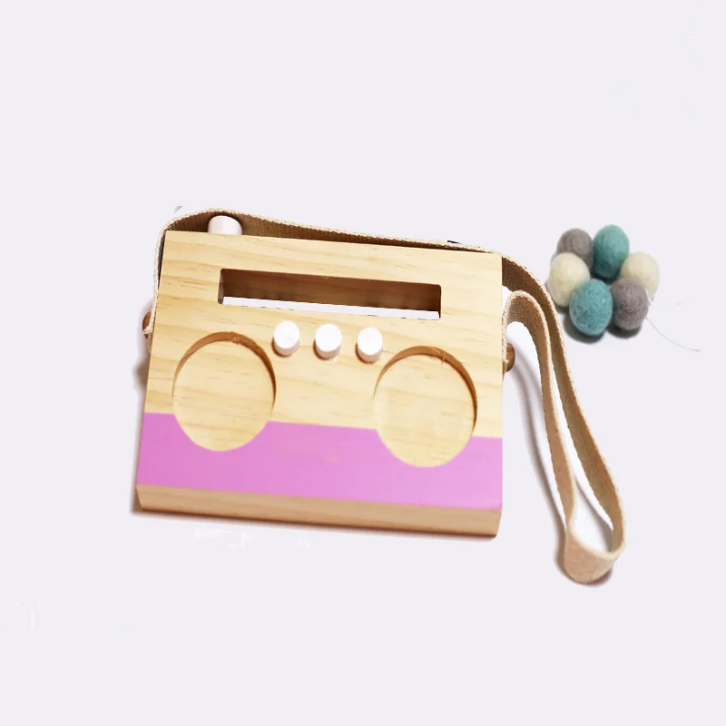 Pink Style 1 Скандинавский деревянный магнитофон детские игрушки радио фигурки детская комната Висячие ремесла, украшения магазин декоративные фотографии реквизит - Цвет: Pink Style 1