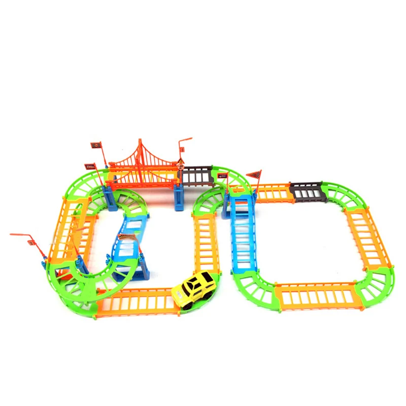 DIY собраны город электрические гибкие переменной трек автомобиль игрушки