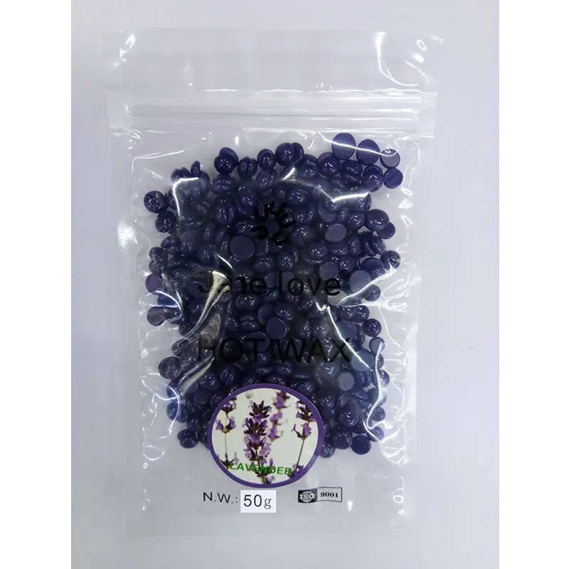 Lavender 50g 50 г/пакет, воск для депиляции, горячая пленка, твердый воск, гранулы, для восковой эпиляции, бикини, для удаления волос на теле, Bean, изображение, восковые бобы для женщин и мужчин - Цвет: Lavender 50g