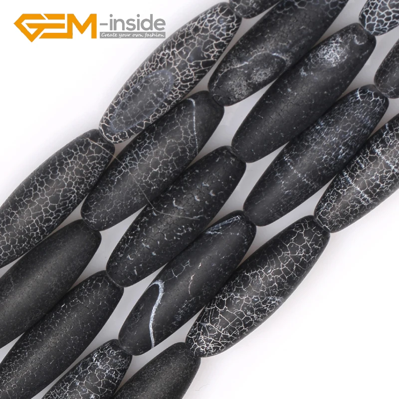 

8x25mm Oval Egg Shape Natural Black Agates Stone Loose Beads for Jewelry Making DIY Beads Strand 15 Inches GEM-inside