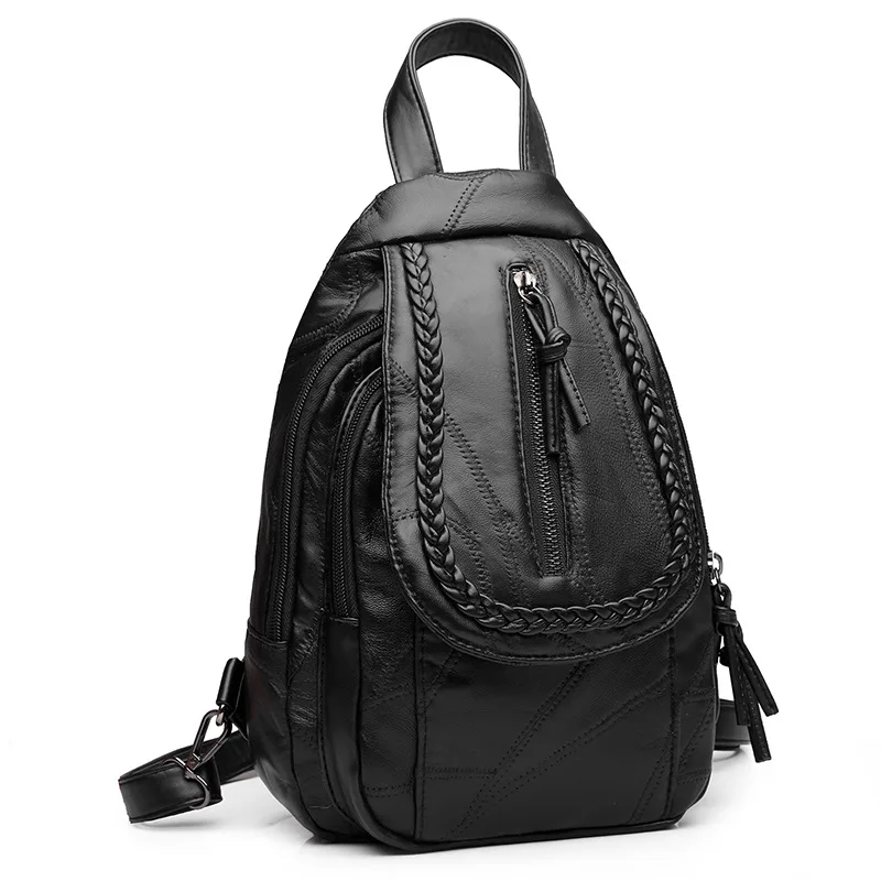 Многофункциональный Для женщин из овечьей кожи рюкзак backbag сумка модная одежда