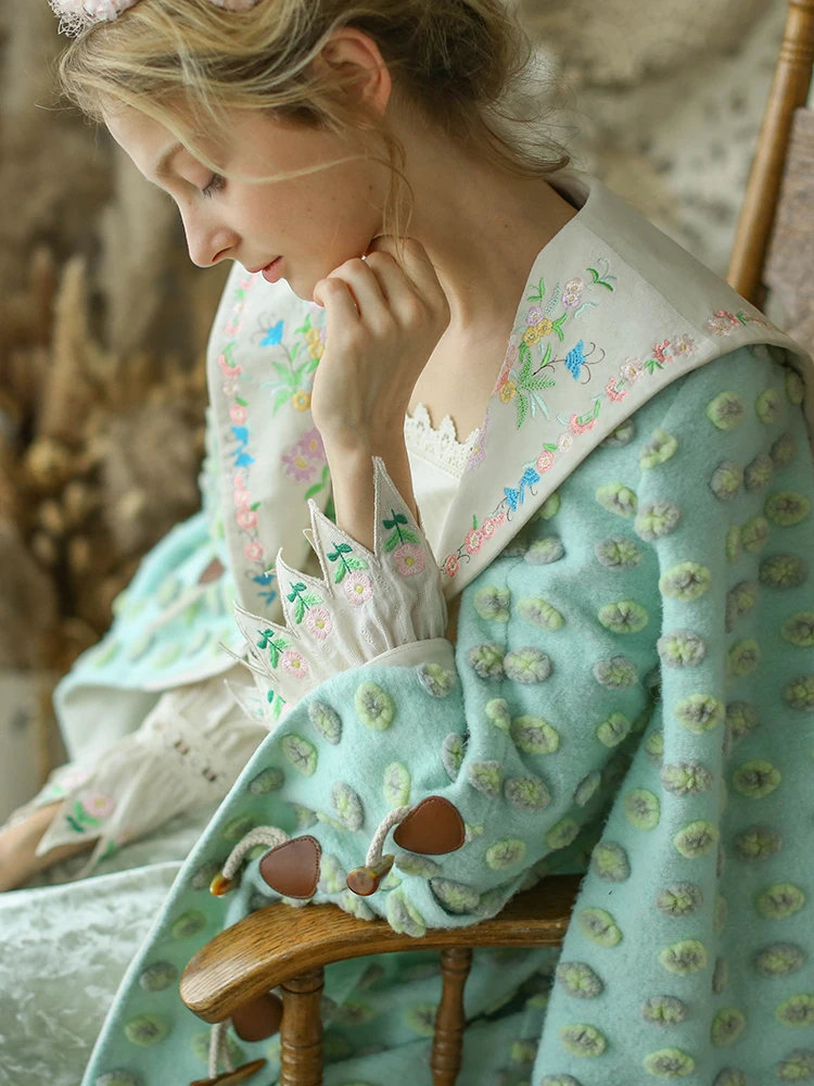 Женское зимнее шерстяное пальто LYNETTE'S в китайском стиле с оригинальным