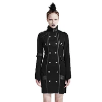 rock punk handsome uniform womens dress spring autumn winter high collar gothic long sleeves dresses with buttons deccorated