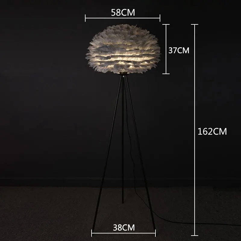 Gray floor lamp Современный перьевой напольный светильник для гостиной, спальни, светодиодный стоячий светильник, скандинавский декор, прикроватная лампа, свадебное напольное освещение, светильник - Цвет абажура: Gray floor lamp