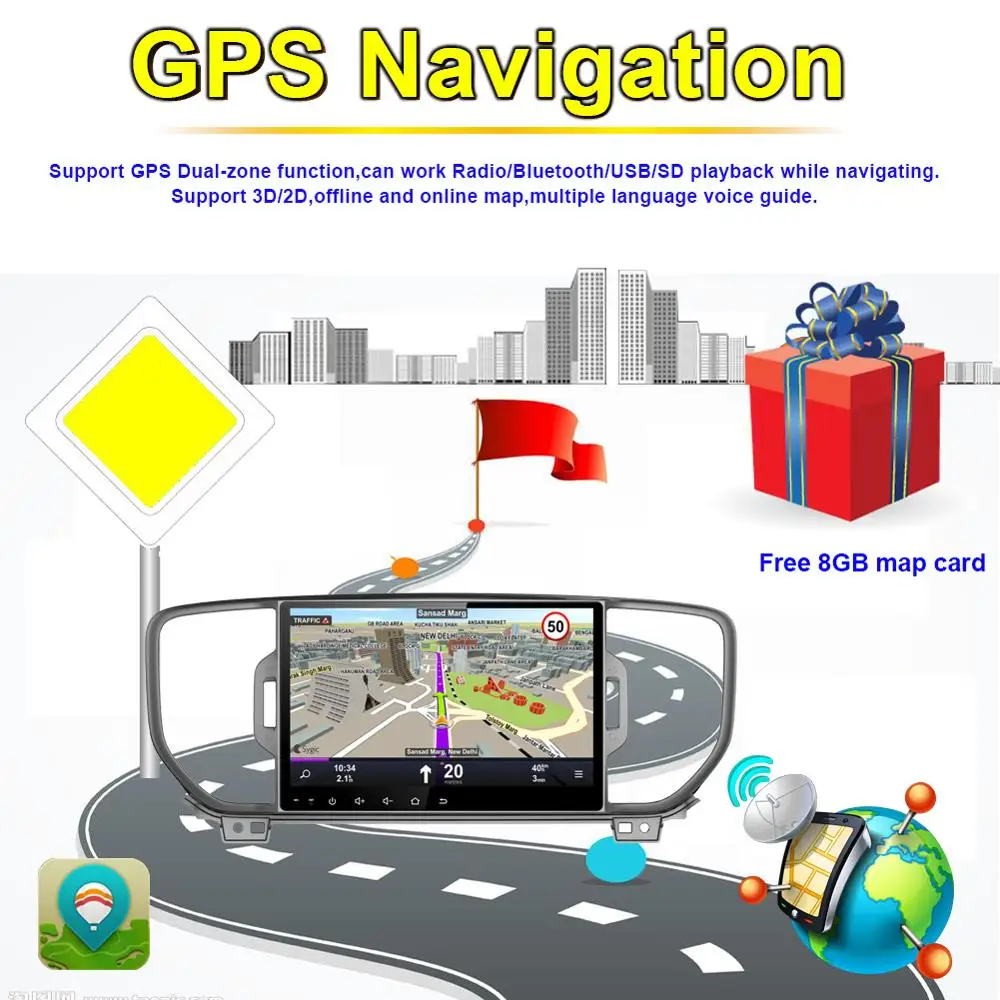 Автомобильный мультимедийный плеер 9 дюймов Android 8 0 IPS экран радио стерео GPS