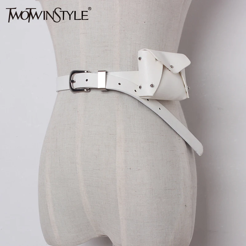 Женский ремень из искусственной кожи TWOTWINSTYLE черный с сумкой 2020 | Аксессуары для