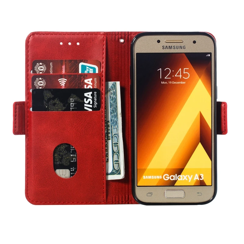 Кожаный чехол-книжка для Samsung Galaxy A3 2017 с бумажником и подставкой чехол телефона |