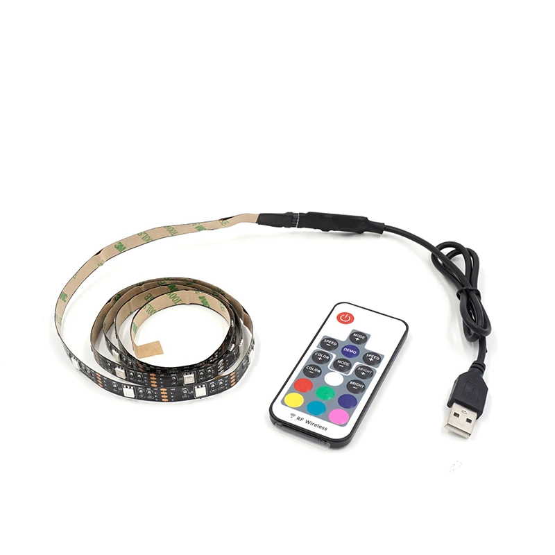 Светодиодные ленты RGB Освещение DC5V USB SMD5050 ТВ/ПК фон 60 Светодиодный s/m с 17Key RF