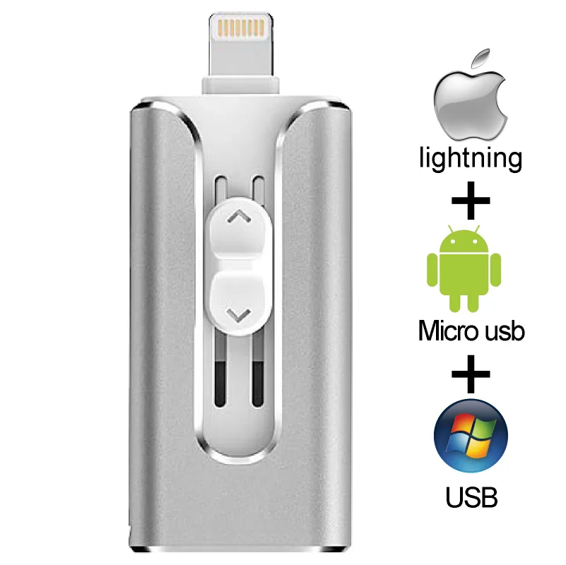 IOS флеш-накопитель 128 ГБ, 256 ГБ 64 Гб карта памяти 3-в-1 OTG USB флэш-накопитель внешнее запоминающее устройство, совместимый с iPhone, iPad и iPod Андро