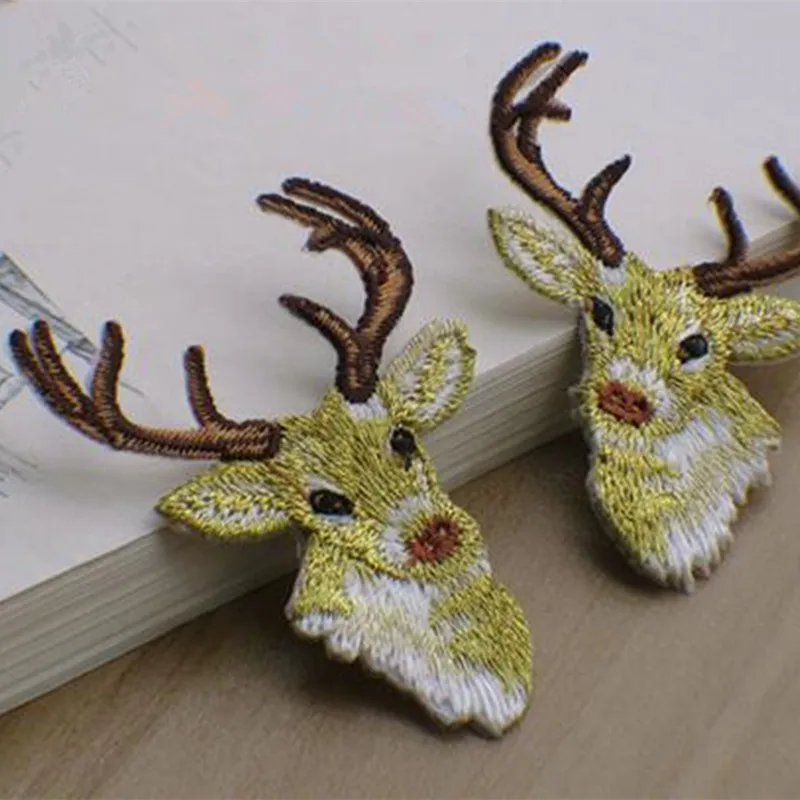 Нашивки с оленем для глажки одежды украшение воротника вышитая нашивка