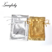 golden silver organza jewelry gift packaging pouches drwastring bags pouch for christmas wedding decor 100pcslot wholesale