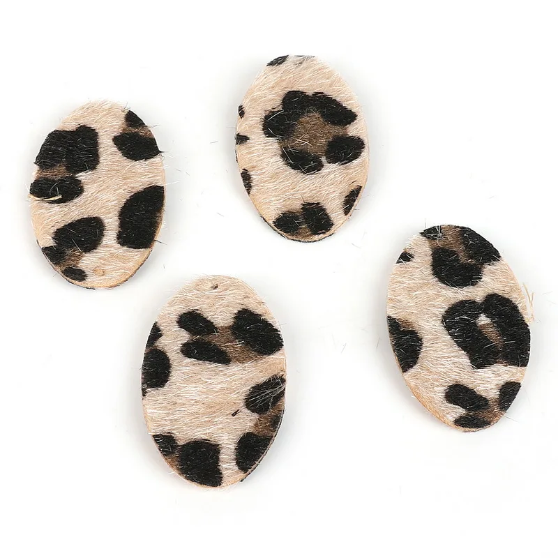 40x25mm 4pcs Модный плед Леопардовый принт искусственная кожа Шарм кулон Овальный капли воды серьги аксессуары для DIY серьги изготовление ювелирных изделий - Цвет: 40x25mm 4pcs