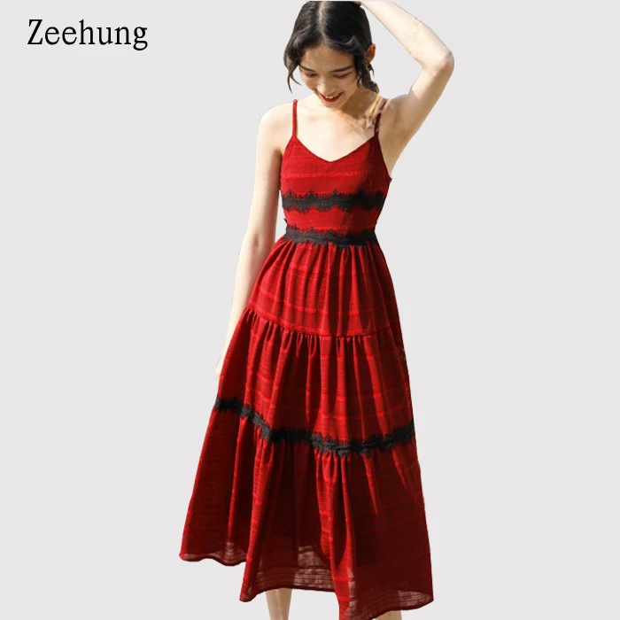 Пляжное праздничное платье на бретелях женское лето 2019 Новое милое и тонкое