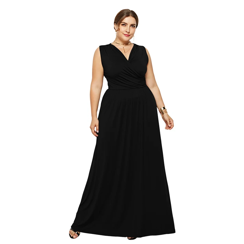 Платье женское длинное без рукавов CINESSD модное однотонное свободное пикантное