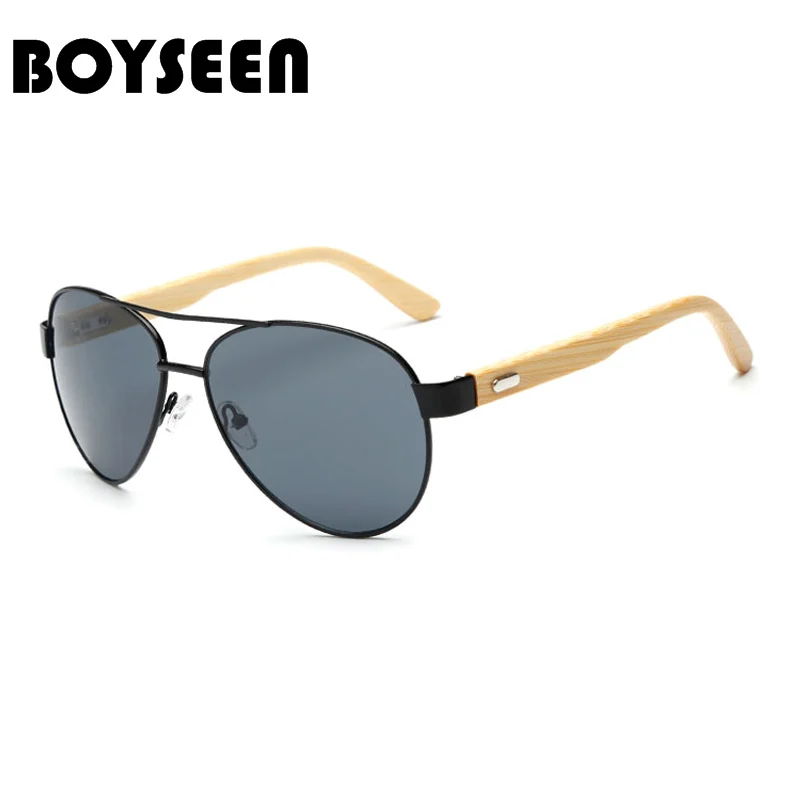 Мужские и женские бамбуковые очки BOYSEEN зеркальные солнцезащитные с градиентом