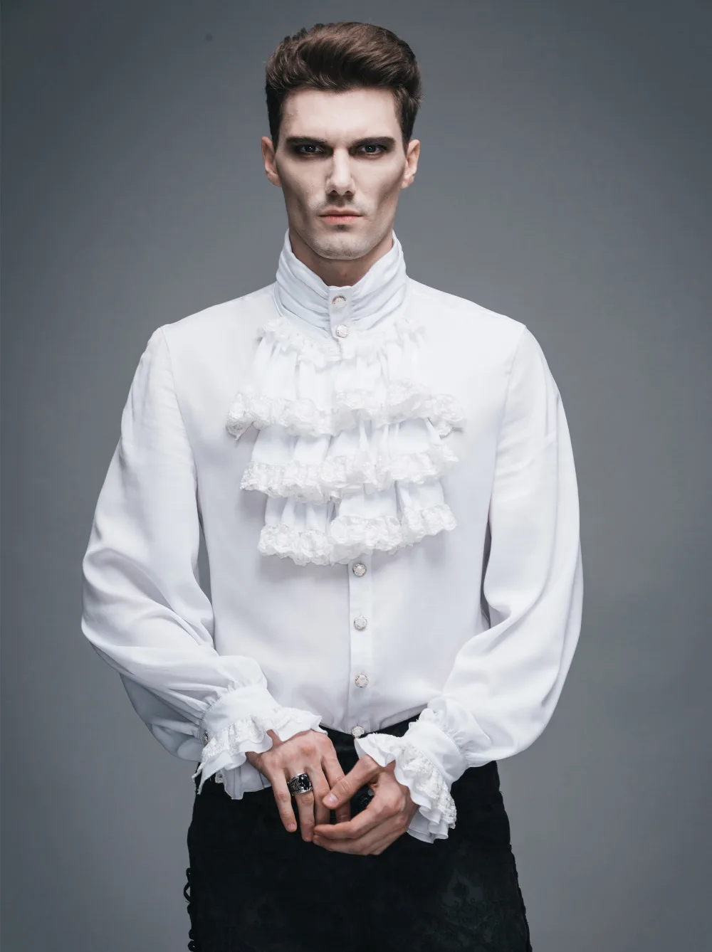Мужская рубашка в стиле панк черная Повседневная стимпанк | одежда