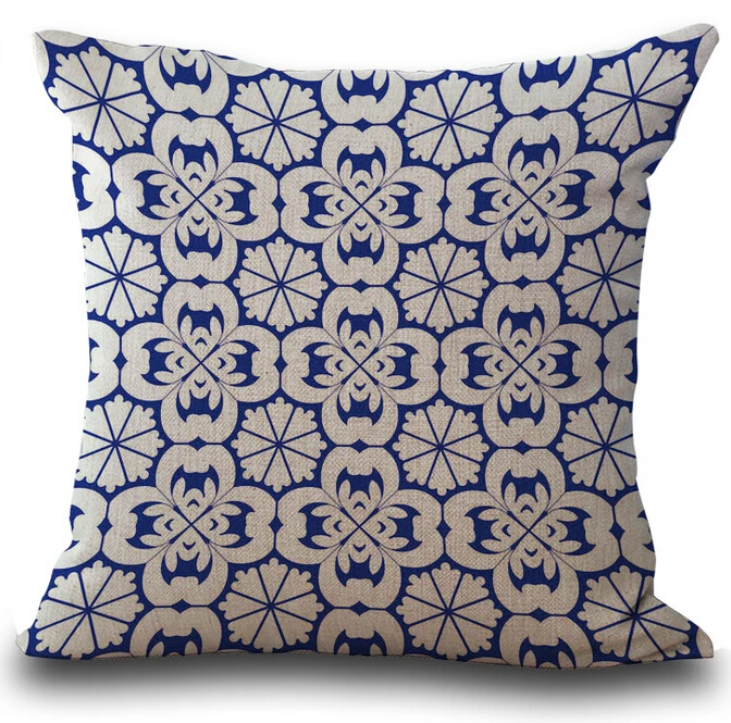 Синие фарфоровые декоративные подушки чехол винтажное китайское украшение