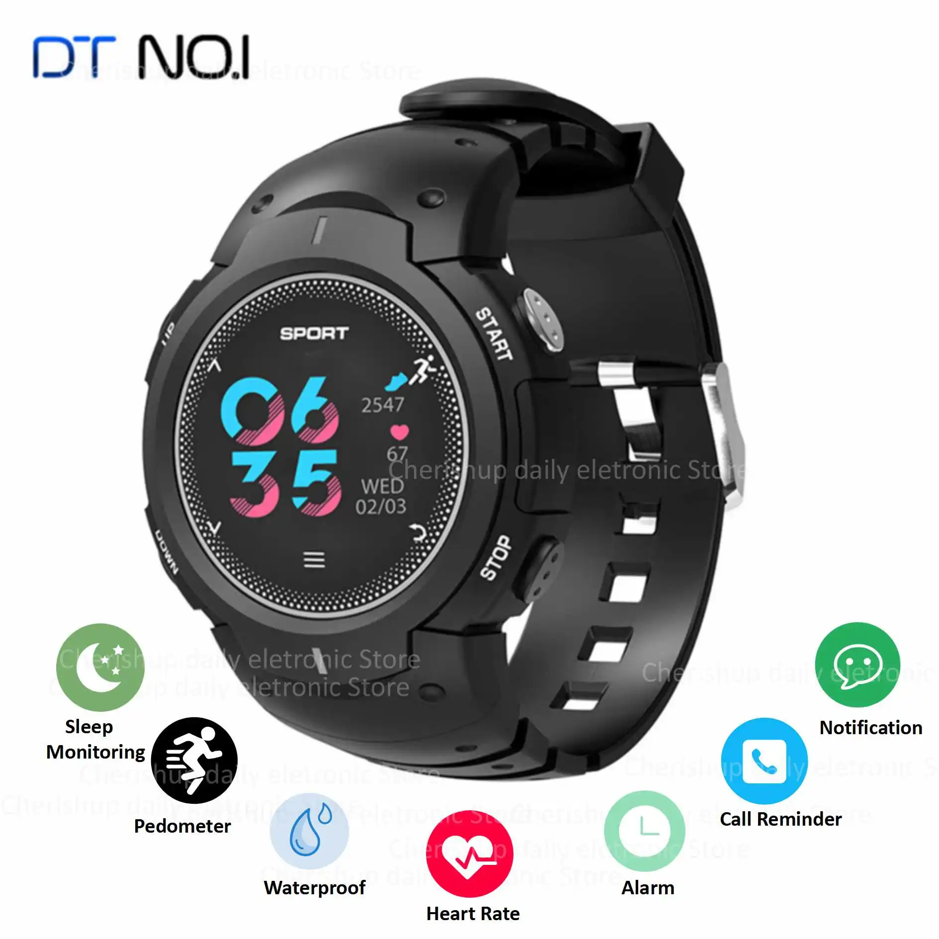 № 1 F13 Bluetooth Smart часы реального IP68 Водонепроницаемый Multi спортивный режим плавание