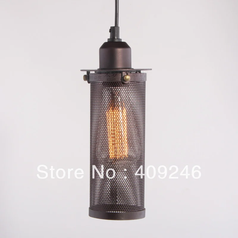 

Industrial Edison Bulb Metal Mesh 1-light Pendant Lamp Iron Bar Cafe Restaurant Lighting