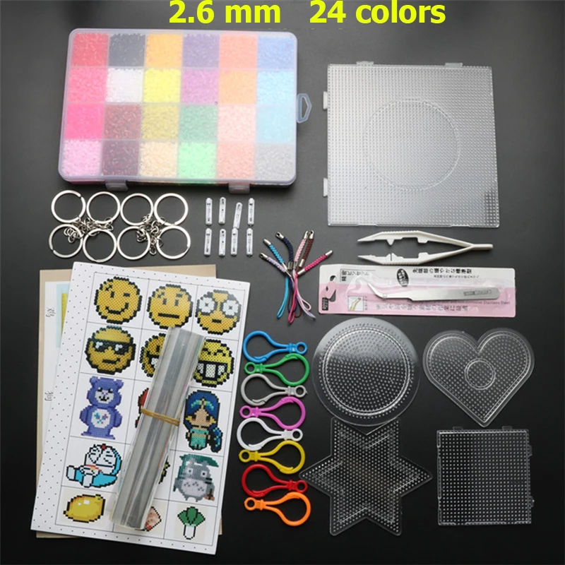 2 6 мм 24 Цвета 13000pcs Хама бусины Pegboard набор игрушек Обучающие Perler бисер шаблон Пазлы