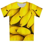 Детская футболка с принтом фруктов, гамбургеров, шоколада, пиццы, бананов, цветов, мороженого
