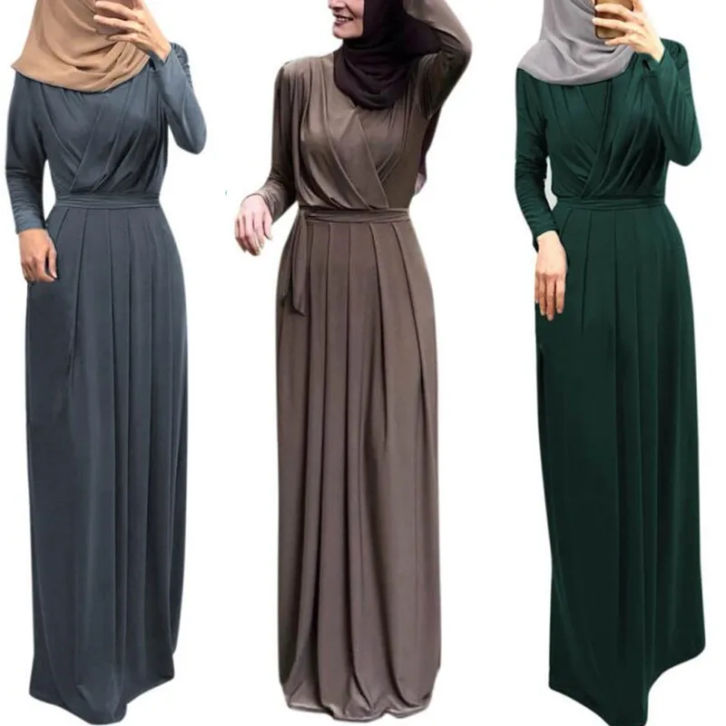 Мусульманское платье хиджаб индийская плиссированная шея мусульманская одежда