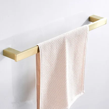 single towel bar Набор аксессуаров для ванной комнаты, вешалка для полотенец, угловая полка, держатель для бумаги, кухонный смеситель, смеситель для раковины, кран, причесанный матовый золотой набор для ванной комнаты - Цвет: single towel bar