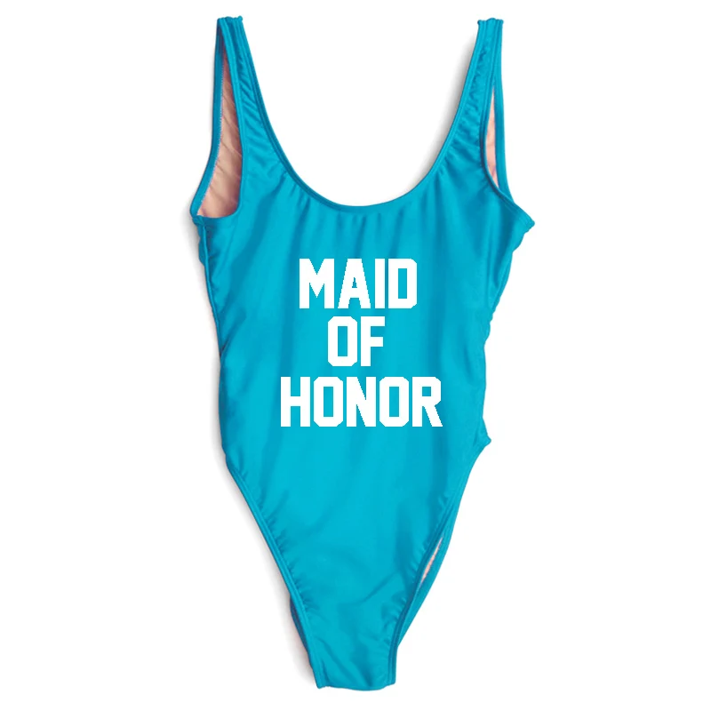 Новинка 2020 женский слитный купальник с надписью MAID OF HONOR летняя пляжная одежда