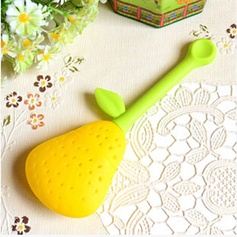 1 шт. милый силиконовая груша Дизайн Чай листьев Фильтр Травяные специи для