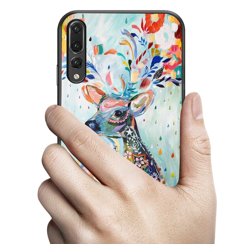 Fundas для huawei P20 Pro Чехол черный Мультфильм Окрашенные Мягкий силиконовый чехол