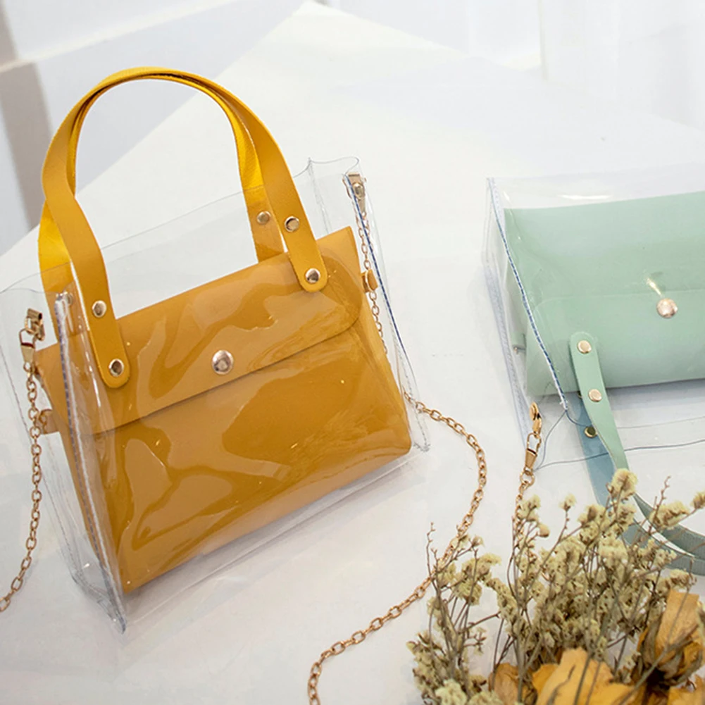 Маленькие кожаные сумочки для женщин 2019 прозрачные ручные сумки из ПВХ Женская