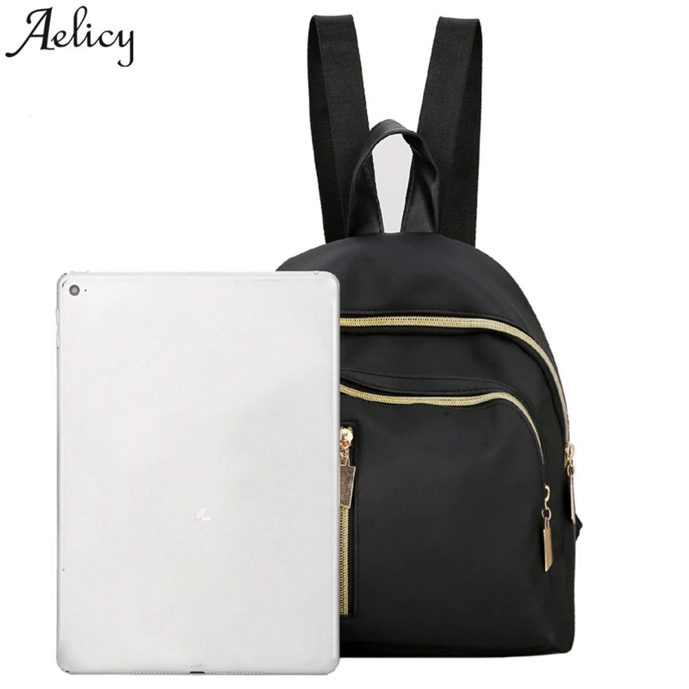 Женский холщовый рюкзак AelicyBag черный школьный Многофункциональный повседневный